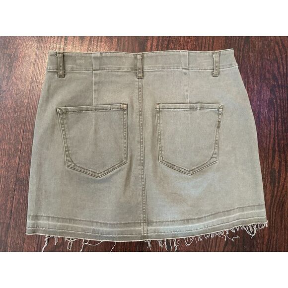 Express Straight Mini Mid Rise Olive Green Cargo Skirt Size 6 - Picture 5 of 10